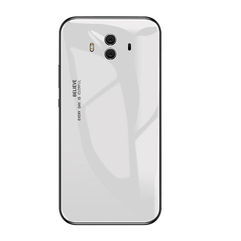 Custodia Silicone Specchio Laterale Sfumato Arcobaleno Cover per Huawei Mate 10 Bianco
