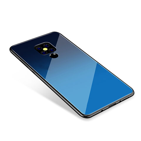 Custodia Silicone Specchio Laterale Sfumato Arcobaleno Cover per Huawei Mate 20 Blu