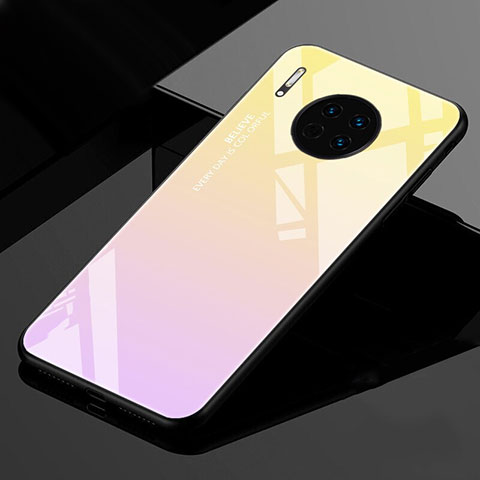 Custodia Silicone Specchio Laterale Sfumato Arcobaleno Cover per Huawei Mate 30 5G Oro