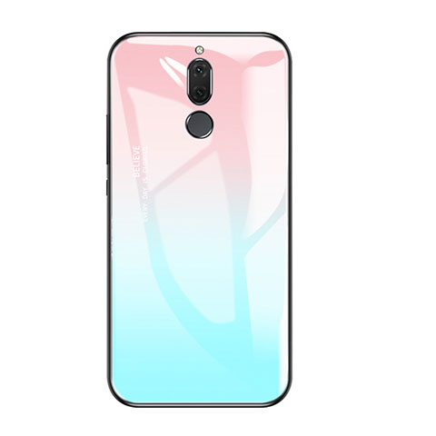 Custodia Silicone Specchio Laterale Sfumato Arcobaleno Cover per Huawei Nova 2i Cielo Blu