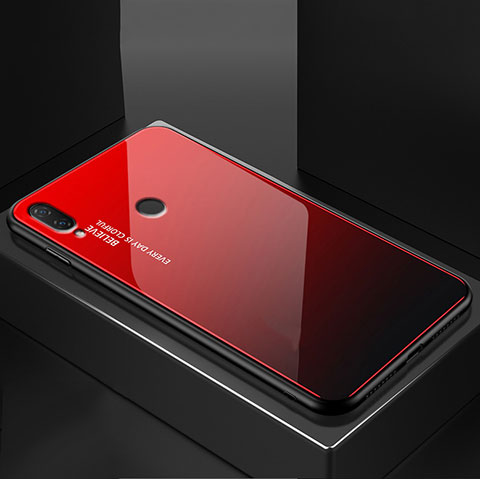Custodia Silicone Specchio Laterale Sfumato Arcobaleno Cover per Huawei Nova 3e Rosso