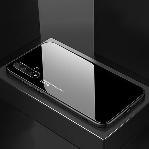 Custodia Silicone Specchio Laterale Sfumato Arcobaleno Cover per Huawei Nova 5 Nero