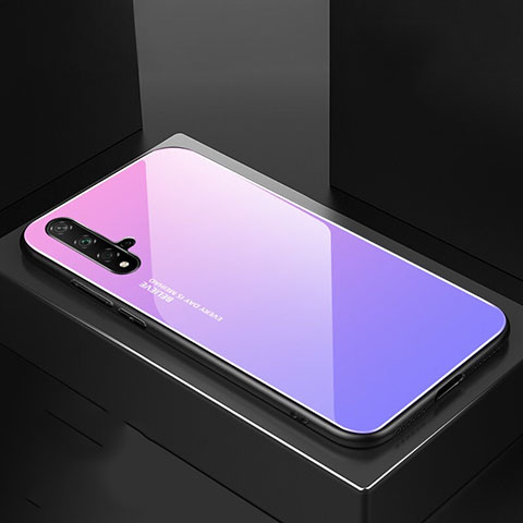 Custodia Silicone Specchio Laterale Sfumato Arcobaleno Cover per Huawei Nova 5 Pro Rosa