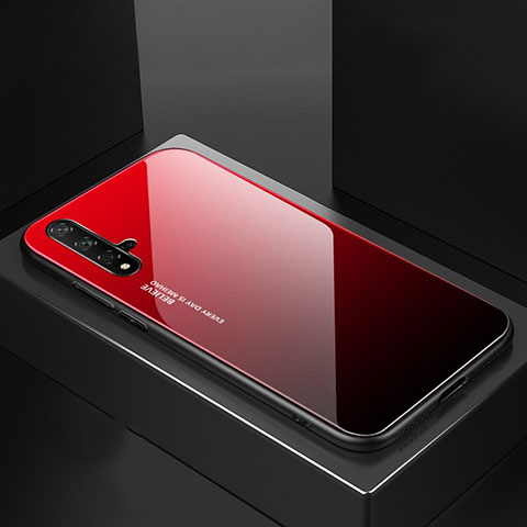 Custodia Silicone Specchio Laterale Sfumato Arcobaleno Cover per Huawei Nova 5 Pro Rosso