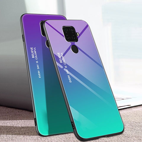 Custodia Silicone Specchio Laterale Sfumato Arcobaleno Cover per Huawei Nova 5z Verde