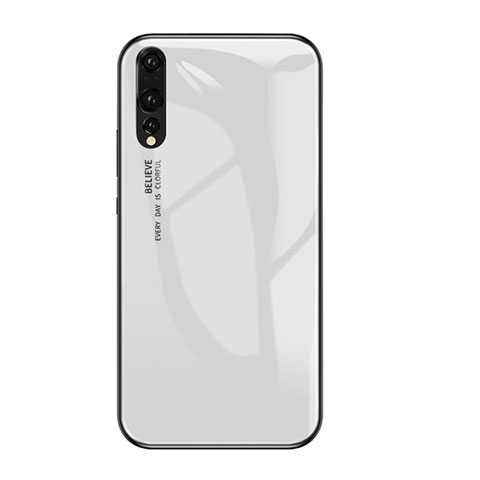 Custodia Silicone Specchio Laterale Sfumato Arcobaleno Cover per Huawei P20 Pro Bianco
