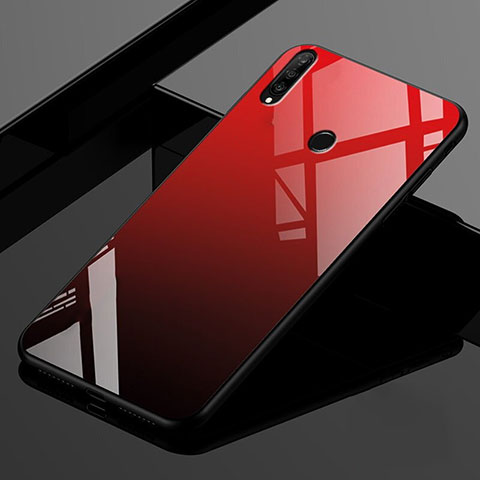 Custodia Silicone Specchio Laterale Sfumato Arcobaleno Cover per Huawei P30 Lite New Edition Rosso