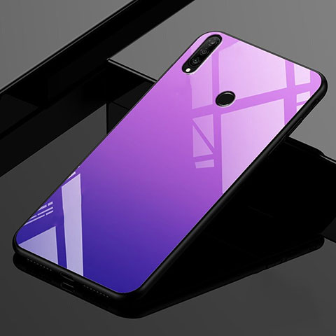 Custodia Silicone Specchio Laterale Sfumato Arcobaleno Cover per Huawei P30 Lite Viola