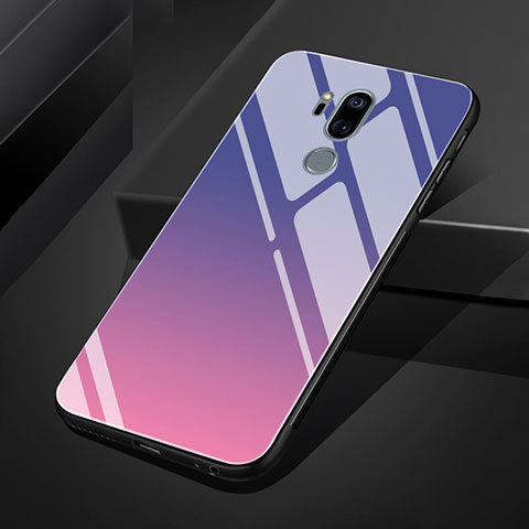 Custodia Silicone Specchio Laterale Sfumato Arcobaleno Cover per LG G7 Viola