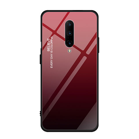 Custodia Silicone Specchio Laterale Sfumato Arcobaleno Cover per OnePlus 7 Pro Rosso