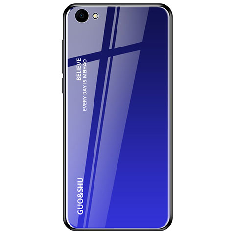 Custodia Silicone Specchio Laterale Sfumato Arcobaleno Cover per Oppo A3 Blu