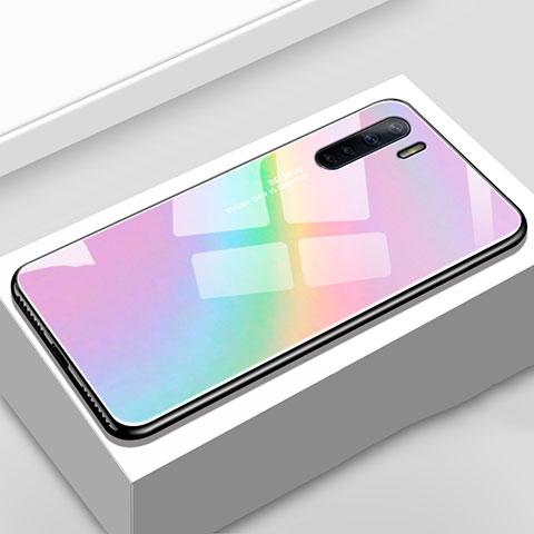 Custodia Silicone Specchio Laterale Sfumato Arcobaleno Cover per Oppo A91 Colorato