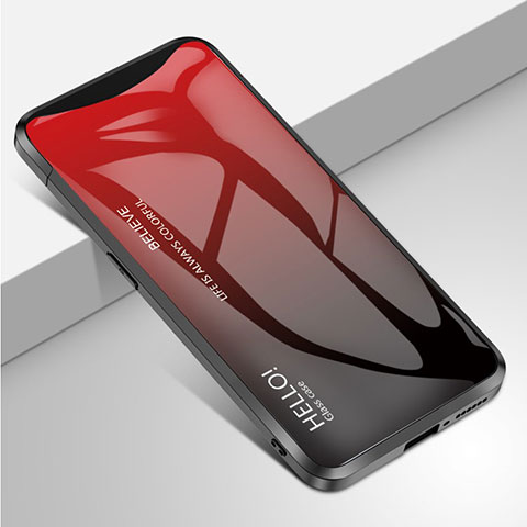 Custodia Silicone Specchio Laterale Sfumato Arcobaleno Cover per Oppo Find X Super Flash Edition Rosso