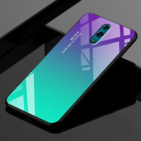 Custodia Silicone Specchio Laterale Sfumato Arcobaleno Cover per Oppo Realme X Multicolore