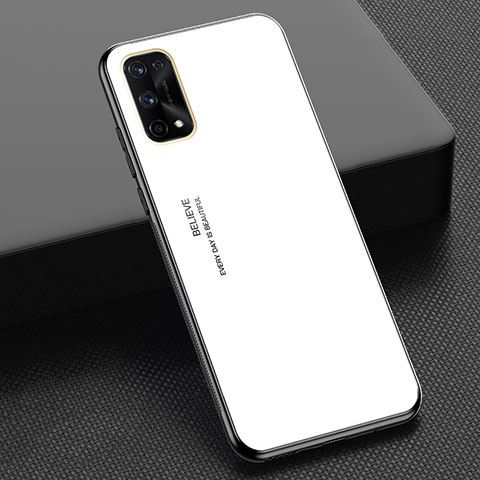 Custodia Silicone Specchio Laterale Sfumato Arcobaleno Cover per Realme X7 Pro 5G Bianco