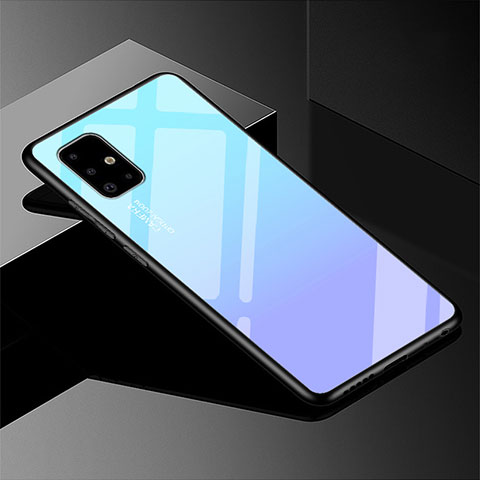 Custodia Silicone Specchio Laterale Sfumato Arcobaleno Cover per Samsung Galaxy A51 5G Cielo Blu