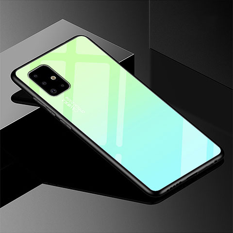 Custodia Silicone Specchio Laterale Sfumato Arcobaleno Cover per Samsung Galaxy A51 5G Verde