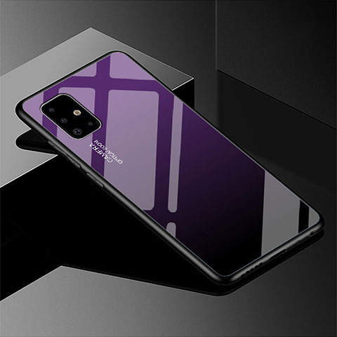 Custodia Silicone Specchio Laterale Sfumato Arcobaleno Cover per Samsung Galaxy A51 5G Viola