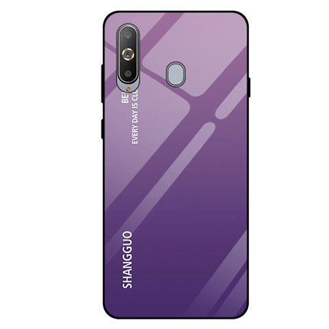 Custodia Silicone Specchio Laterale Sfumato Arcobaleno Cover per Samsung Galaxy A8s SM-G8870 Viola