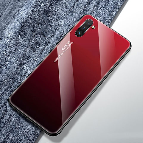 Custodia Silicone Specchio Laterale Sfumato Arcobaleno Cover per Samsung Galaxy Note 10 Rosso