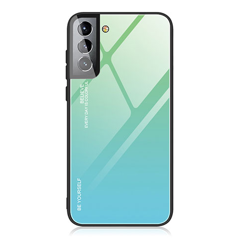 Custodia Silicone Specchio Laterale Sfumato Arcobaleno Cover per Samsung Galaxy S21 5G Verde Pastello