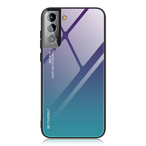 Custodia Silicone Specchio Laterale Sfumato Arcobaleno Cover per Samsung Galaxy S22 Plus 5G Viola