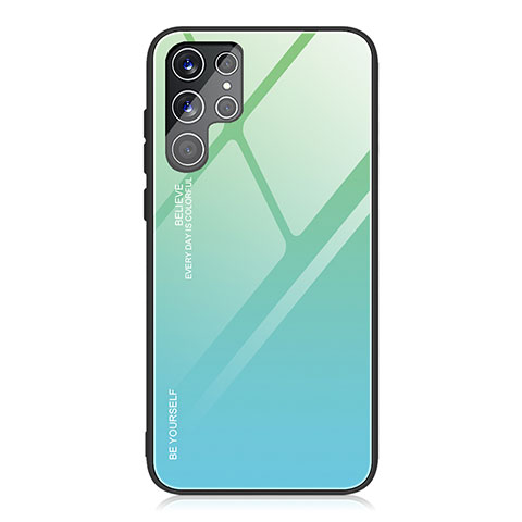Custodia Silicone Specchio Laterale Sfumato Arcobaleno Cover per Samsung Galaxy S23 Ultra 5G Verde Pastello