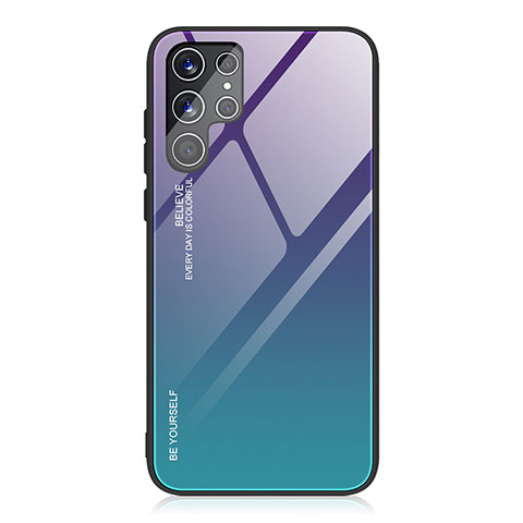 Custodia Silicone Specchio Laterale Sfumato Arcobaleno Cover per Samsung Galaxy S23 Ultra 5G Viola