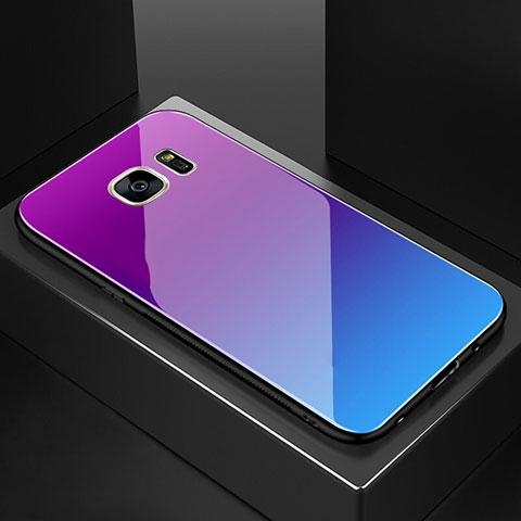 Custodia Silicone Specchio Laterale Sfumato Arcobaleno Cover per Samsung Galaxy S7 Edge G935F Colorato