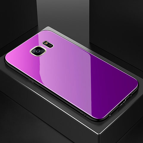 Custodia Silicone Specchio Laterale Sfumato Arcobaleno Cover per Samsung Galaxy S7 Edge G935F Viola