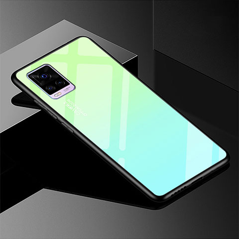 Custodia Silicone Specchio Laterale Sfumato Arcobaleno Cover per Vivo V20 Pro 5G Verde