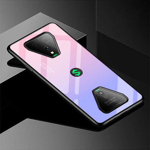 Custodia Silicone Specchio Laterale Sfumato Arcobaleno Cover per Xiaomi Black Shark 3 Rosa Caldo