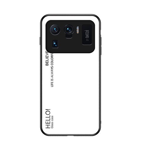Custodia Silicone Specchio Laterale Sfumato Arcobaleno Cover per Xiaomi Mi 11 Ultra 5G Bianco