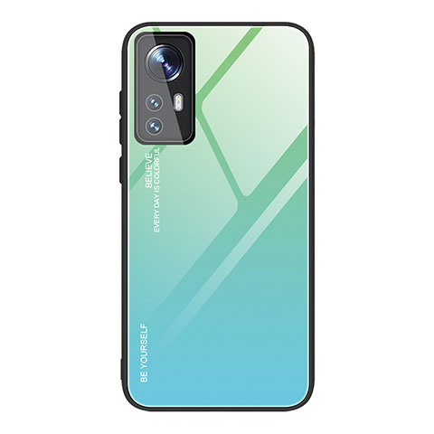 Custodia Silicone Specchio Laterale Sfumato Arcobaleno Cover per Xiaomi Mi 12 Pro 5G Verde
