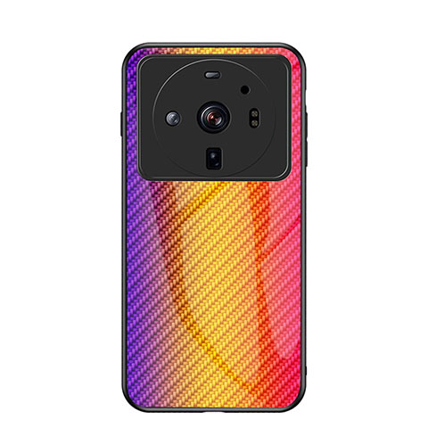 Custodia Silicone Specchio Laterale Sfumato Arcobaleno Cover per Xiaomi Mi 12 Ultra 5G Arancione