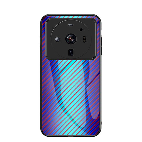 Custodia Silicone Specchio Laterale Sfumato Arcobaleno Cover per Xiaomi Mi 12 Ultra 5G Blu