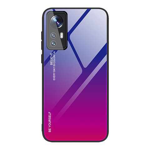Custodia Silicone Specchio Laterale Sfumato Arcobaleno Cover per Xiaomi Mi 12S 5G Rosa Caldo
