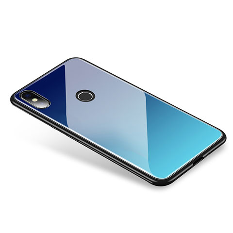 Custodia Silicone Specchio Laterale Sfumato Arcobaleno Cover per Xiaomi Mi 8 Cielo Blu