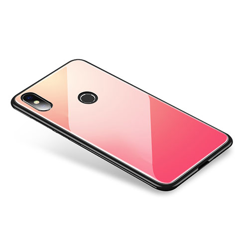 Custodia Silicone Specchio Laterale Sfumato Arcobaleno Cover per Xiaomi Mi 8 Rosa Caldo