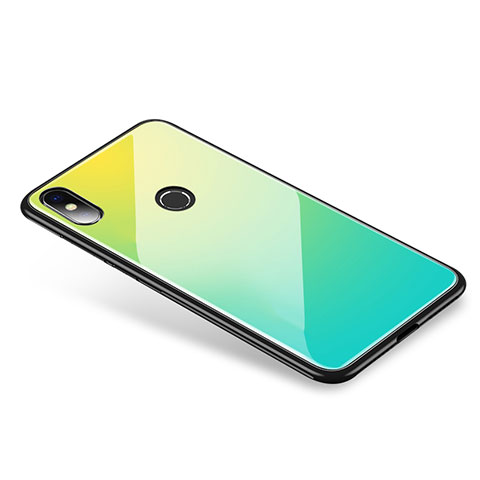 Custodia Silicone Specchio Laterale Sfumato Arcobaleno Cover per Xiaomi Mi 8 Verde