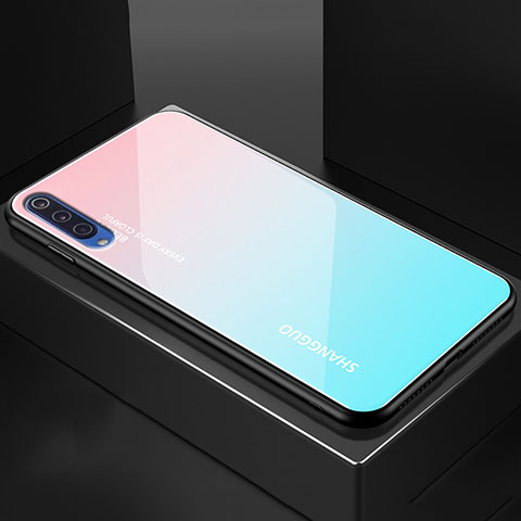 Custodia Silicone Specchio Laterale Sfumato Arcobaleno Cover per Xiaomi Mi 9 SE Ciano