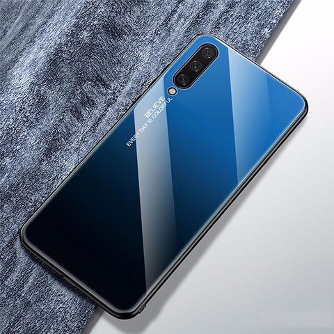 Custodia Silicone Specchio Laterale Sfumato Arcobaleno Cover per Xiaomi Mi A3 Blu