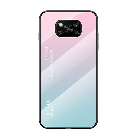 Custodia Silicone Specchio Laterale Sfumato Arcobaleno Cover per Xiaomi Poco X3 NFC Rosa