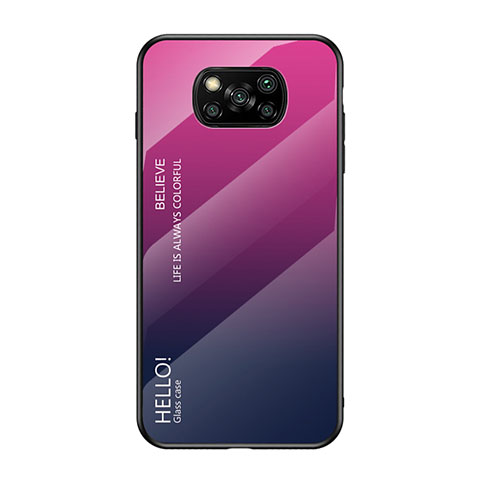 Custodia Silicone Specchio Laterale Sfumato Arcobaleno Cover per Xiaomi Poco X3 NFC Rosa Caldo