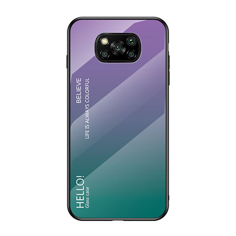 Custodia Silicone Specchio Laterale Sfumato Arcobaleno Cover per Xiaomi Poco X3 NFC Viola