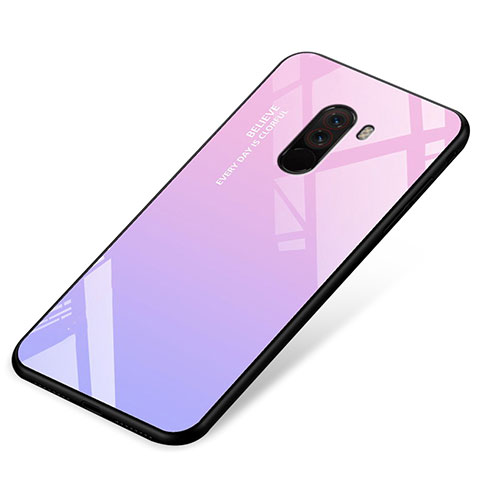 Custodia Silicone Specchio Laterale Sfumato Arcobaleno Cover per Xiaomi Pocophone F1 Rosa