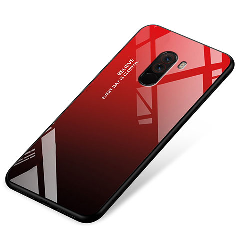 Custodia Silicone Specchio Laterale Sfumato Arcobaleno Cover per Xiaomi Pocophone F1 Rosso