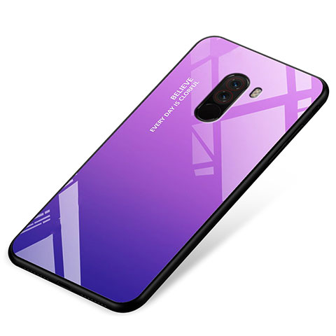 Custodia Silicone Specchio Laterale Sfumato Arcobaleno Cover per Xiaomi Pocophone F1 Viola