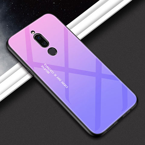 Custodia Silicone Specchio Laterale Sfumato Arcobaleno Cover per Xiaomi Redmi 8 Viola