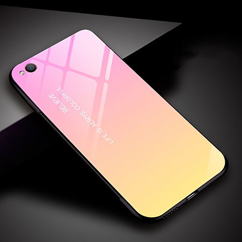 Custodia Silicone Specchio Laterale Sfumato Arcobaleno Cover per Xiaomi Redmi Go Rosa